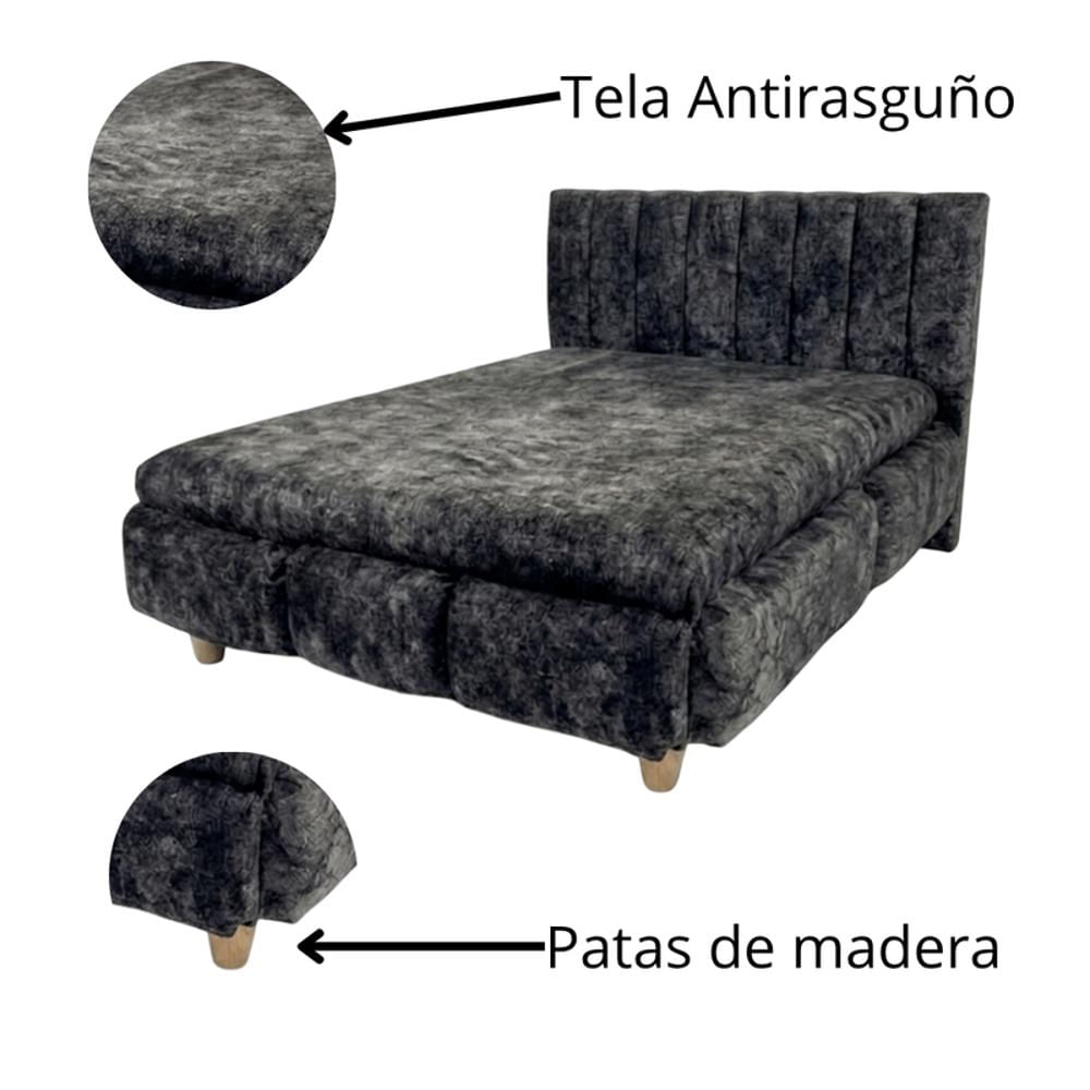 Cama Mascota Negra Tapizado 70 X 100 img #2