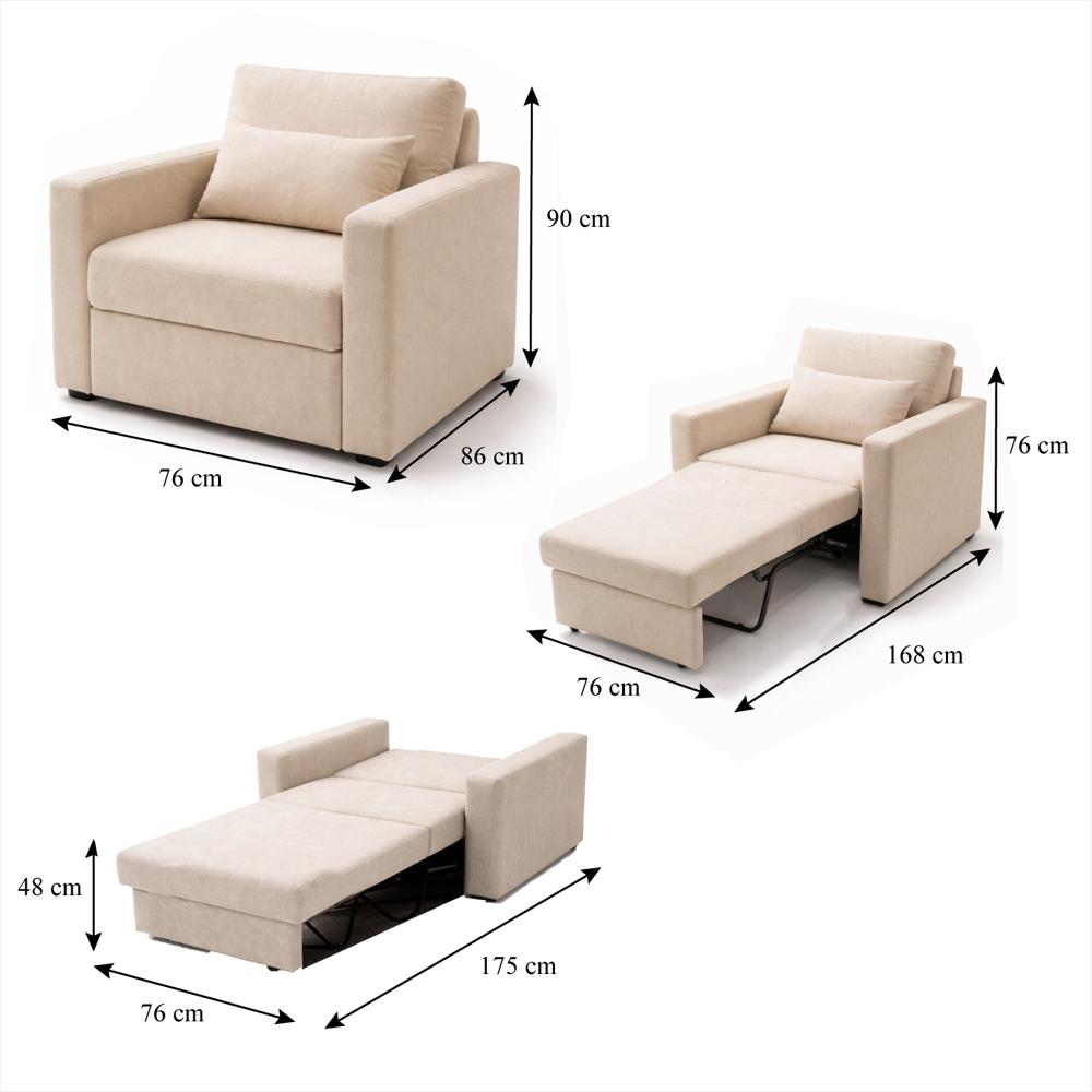 Sala Poltrona Cama Reclinable 70X76x86cm + Puff + Mesa De Centro V Beige/Amaretto img #2