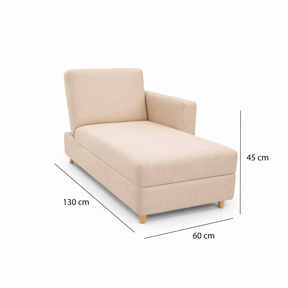 Sala Sofa Cama Baúl 45X143x60 + Puff + Mesa De Centro N Beige/Blanca img #3
