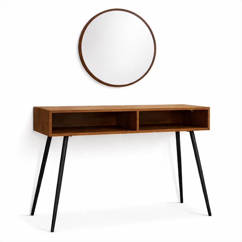Set Consola 90X100x30cm Recibidor Con Espejo Redondo img #4