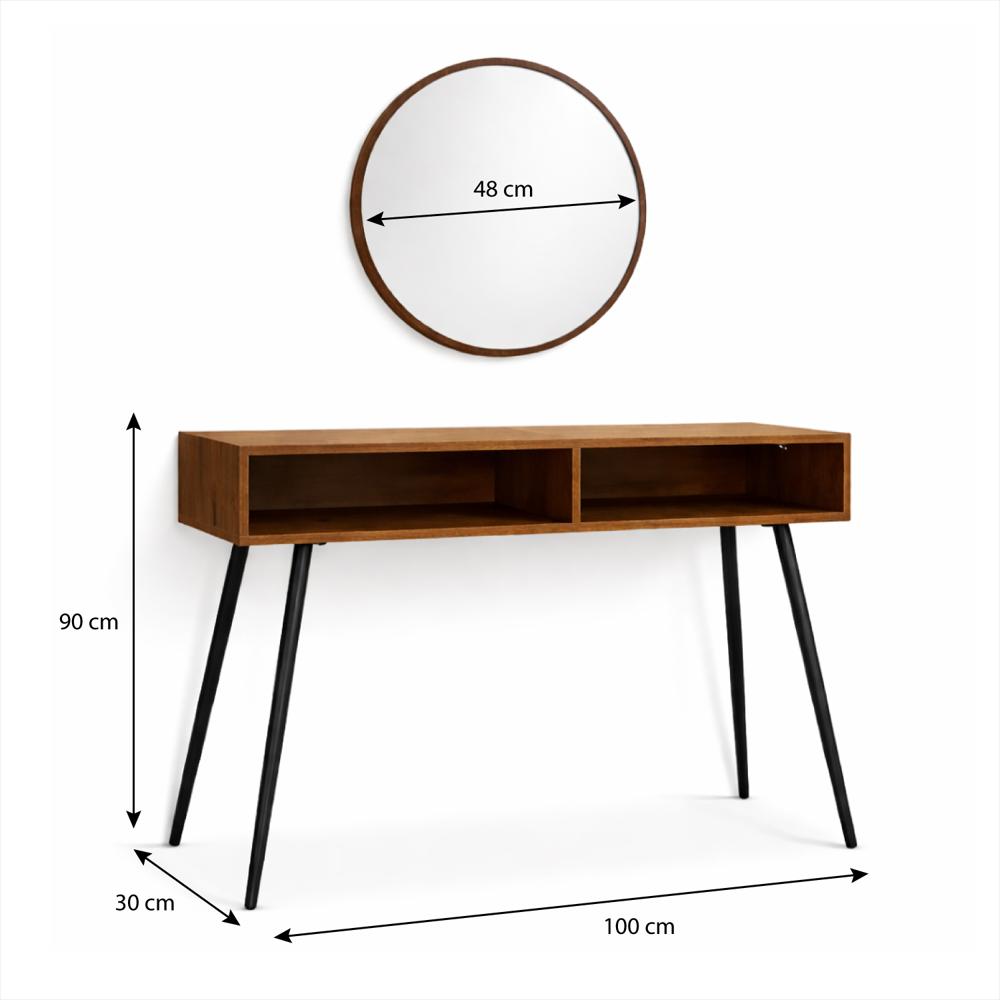 Set Consola 90X100x30cm Recibidor Con Espejo Redondo img #5