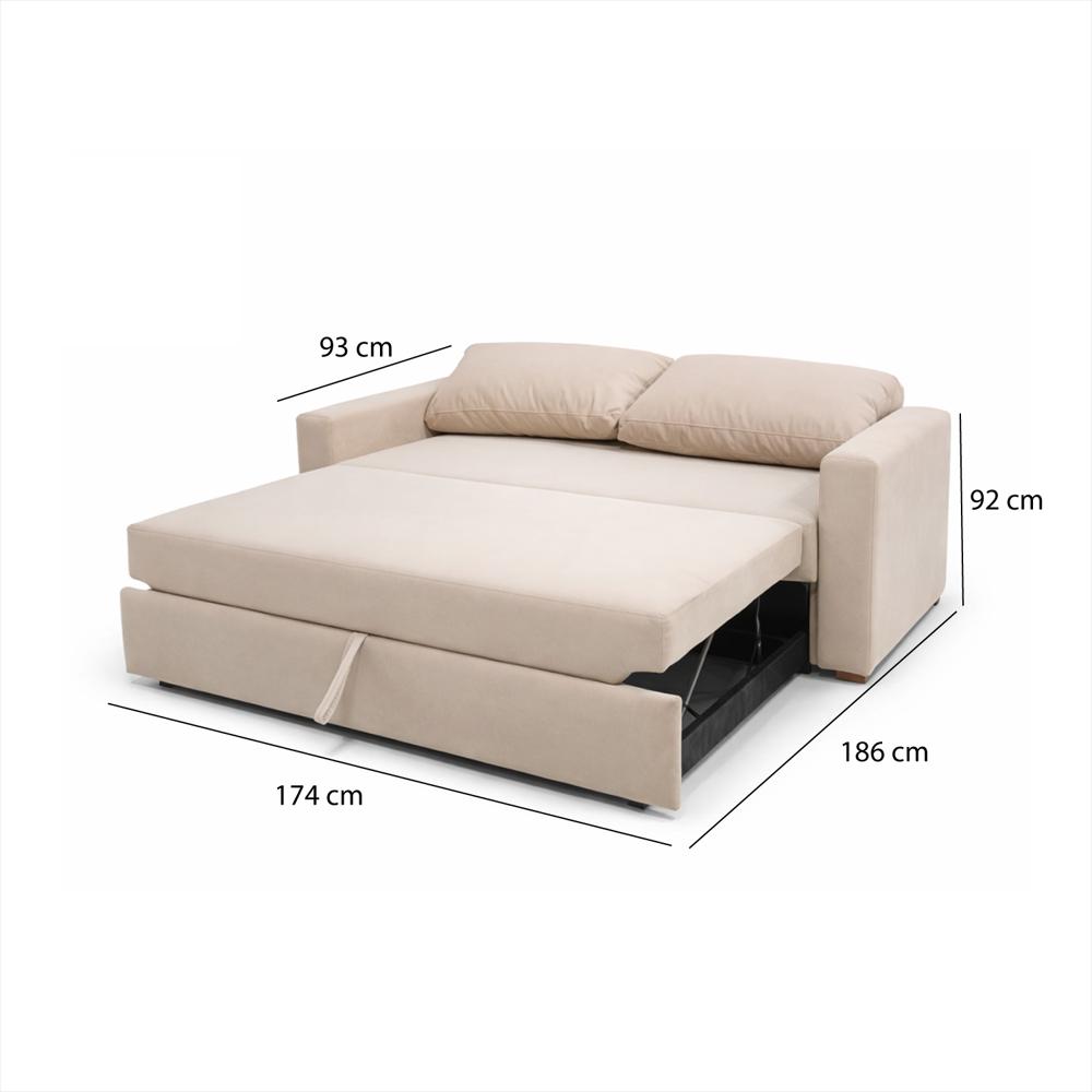 Sala Sofá Cama 92X 174X93cm + Puff + Mesa De Centro N Beige img #2