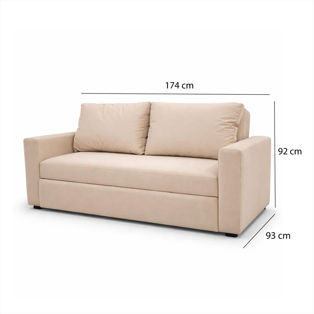 Sala Sofá Cama 92X 174X93cm + Puff + Mesa De Centro N Beige img #4