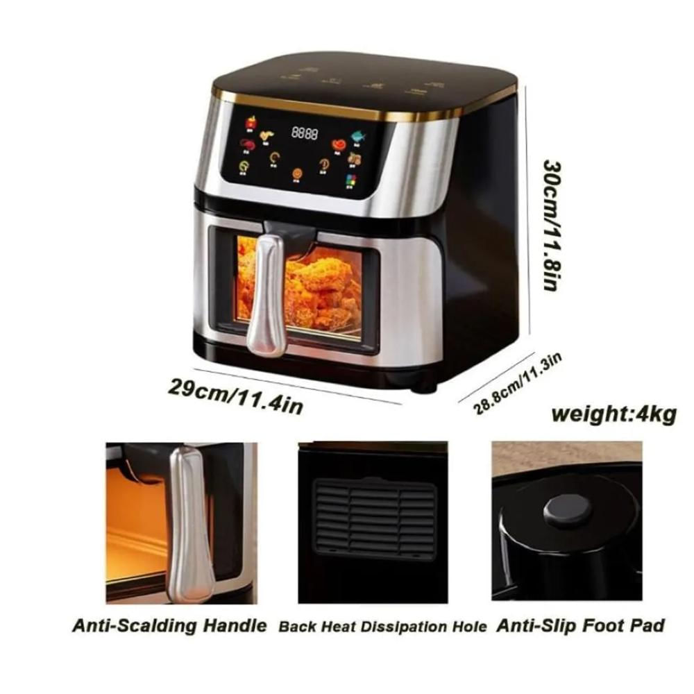 Freidora De Aire Sin Aceite 12L Clickhome, Digital Plateado img #4