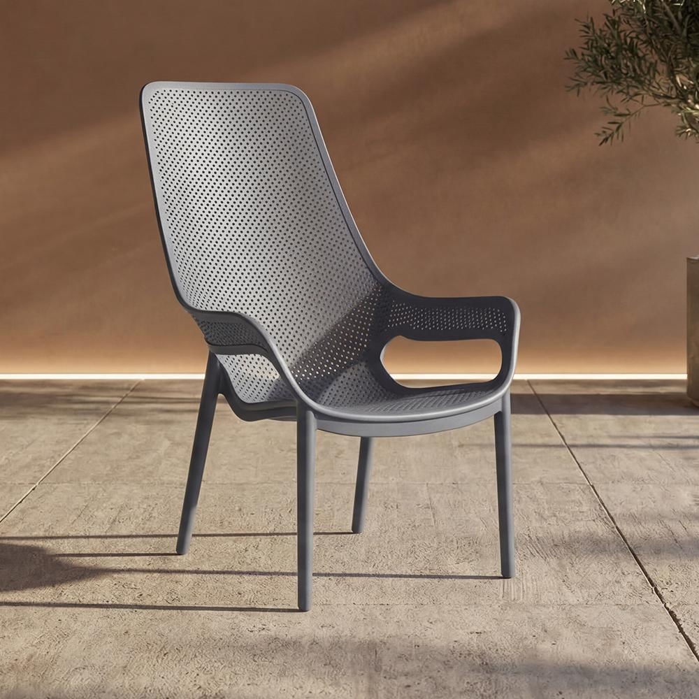 Silla Lounge Mayorca Gris Oscuro Con Espaldar Y Reposa Brazos img #2