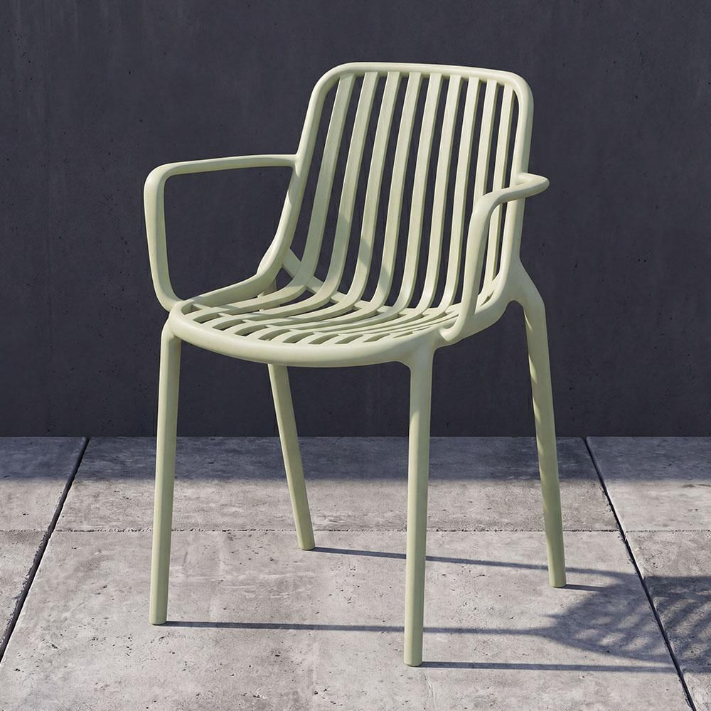 Silla Parma, Verde, Con Espaldar En Rayas Y Diseño Minimalista img #2