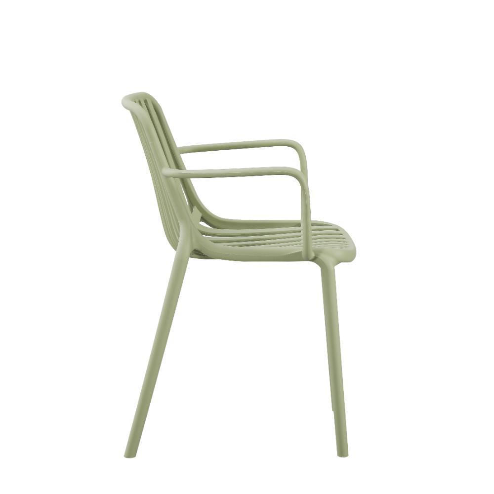 Silla Parma, Verde, Con Espaldar En Rayas Y Diseño Minimalista img #4