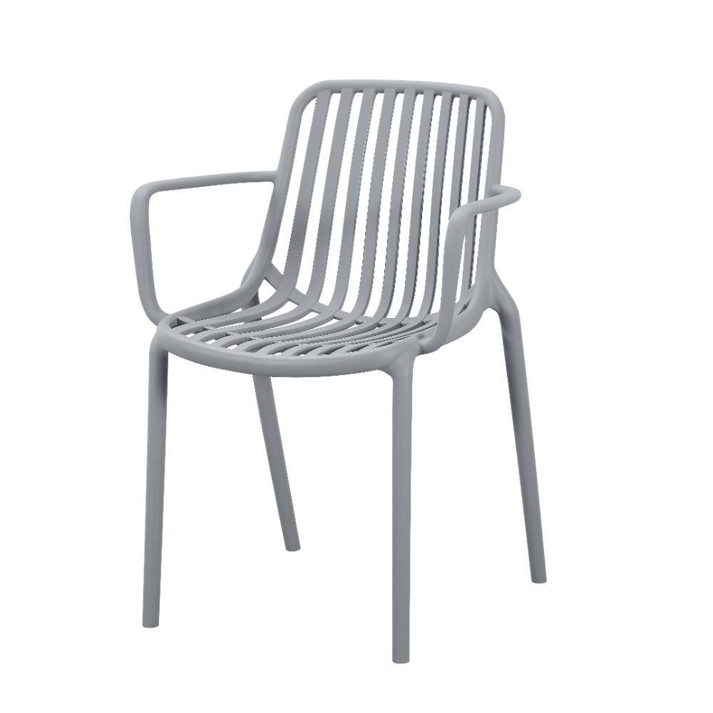 Silla Parma, Gris, Con Espaldar En Rayas Y Diseño Minimalista img #1