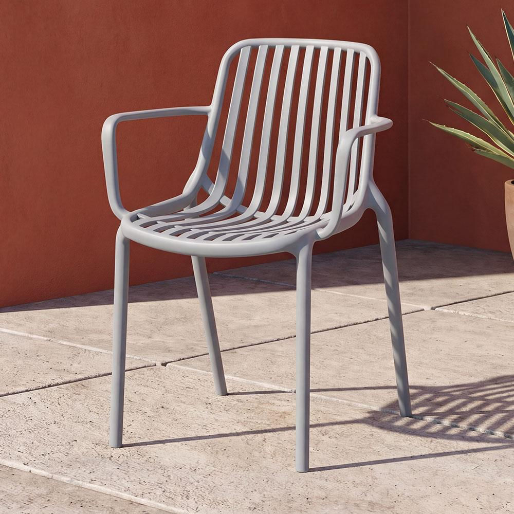 Silla Parma, Gris, Con Espaldar En Rayas Y Diseño Minimalista img #2