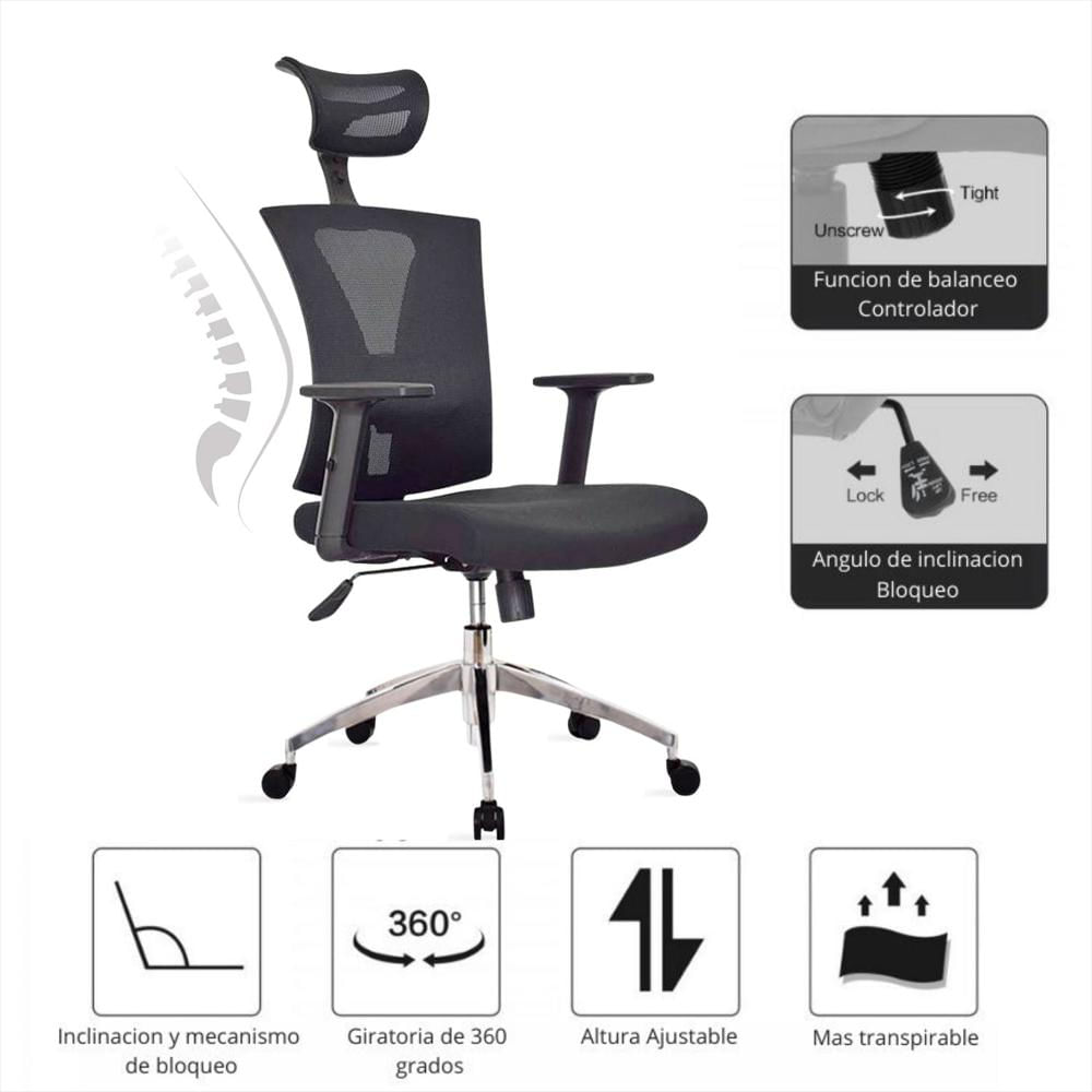 Silla De Oficina Ergonomica Turmanila Presidente Base Cromada img #3