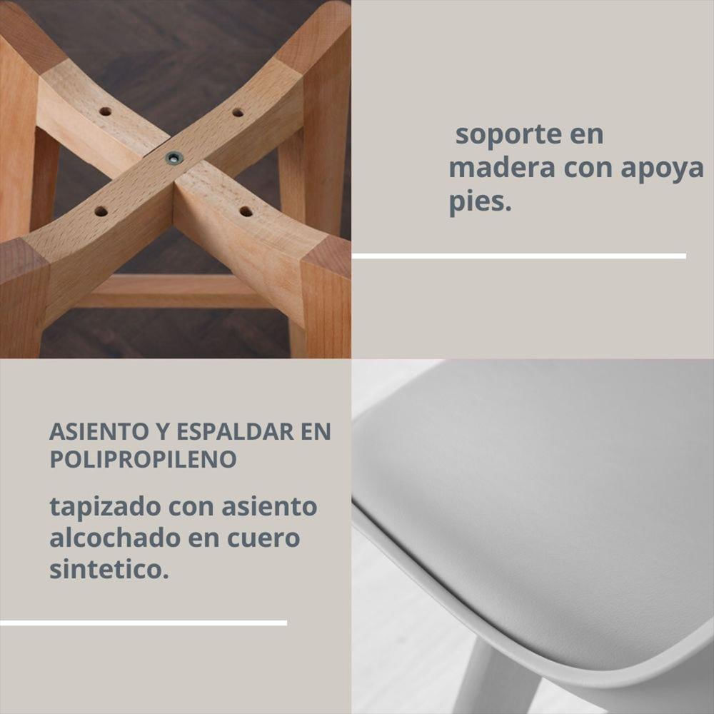 Silla De Barra Milano Tapizada Blanco img #3