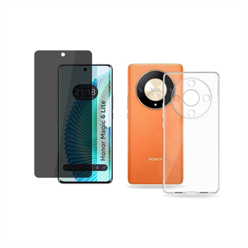 Funda Rígida Transparente Antichoque Y Hidrogel Antiespia Para Honor Magic 6 Lite img #1