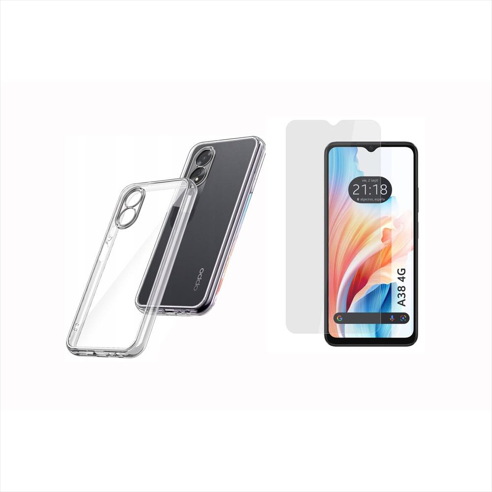 Funda Rígida Transparente Antichoque Y Vidrio Templado Para Oppo A38 4G img #1