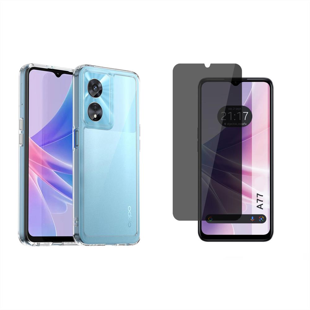 Funda Rígida Transparente Antichoque Y Hidrogel Antiespia Para Oppo A77 4G img #1