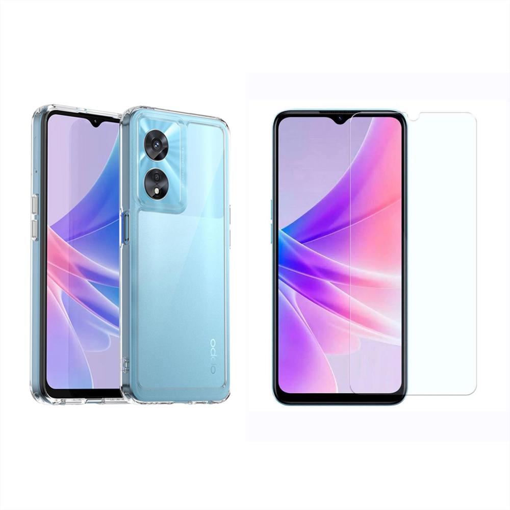 Funda Rígida Transparente Antichoque Y Vidrio Templado Para Oppo A57 4G img #1