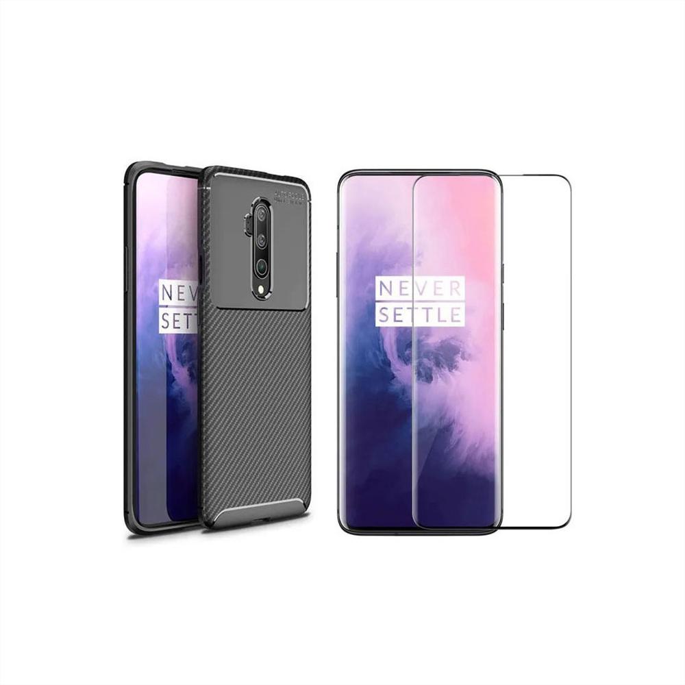 Funda Tipo Carbono + Vidrio Templado 3D Curvo Para Oneplus 7 Pro / 7T Pro img #1