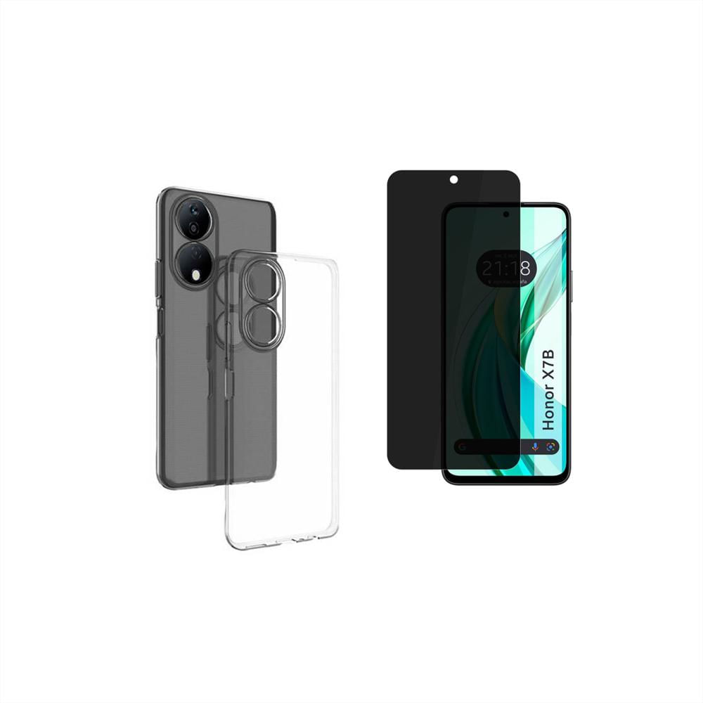 Funda Rígida Transparente Antichoque Y Hidrogel Antiespia Para Honor X7b img #1