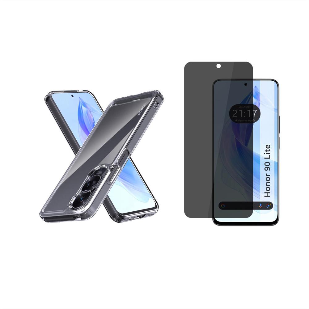 Funda Rígida Transparente Antichoque Y Hidrogel Antiespia Para Honor 90 Lite img #1