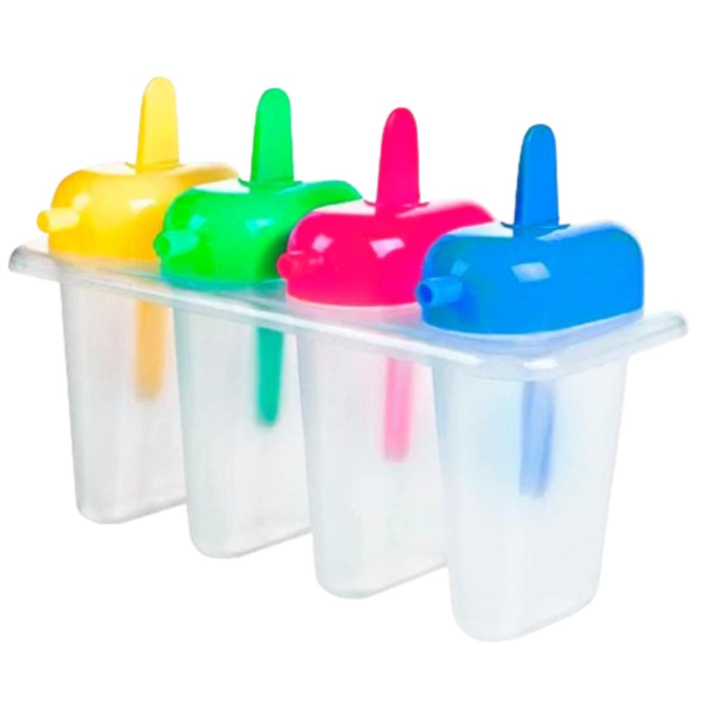 Molde Para Paletas De Hielo 4 Puestos Con Mangos De Colores img #1
