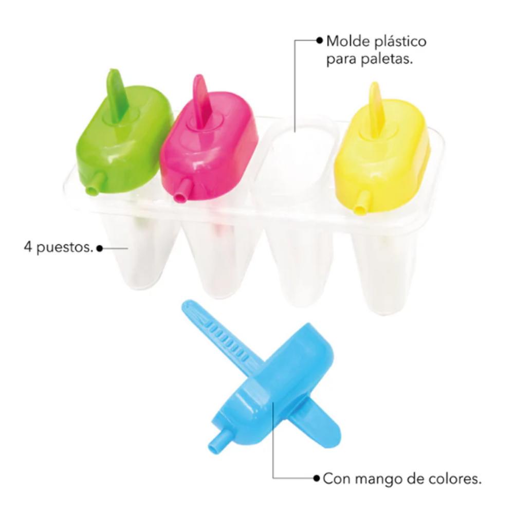 Molde Para Paletas De Hielo 4 Puestos Con Mangos De Colores img #2