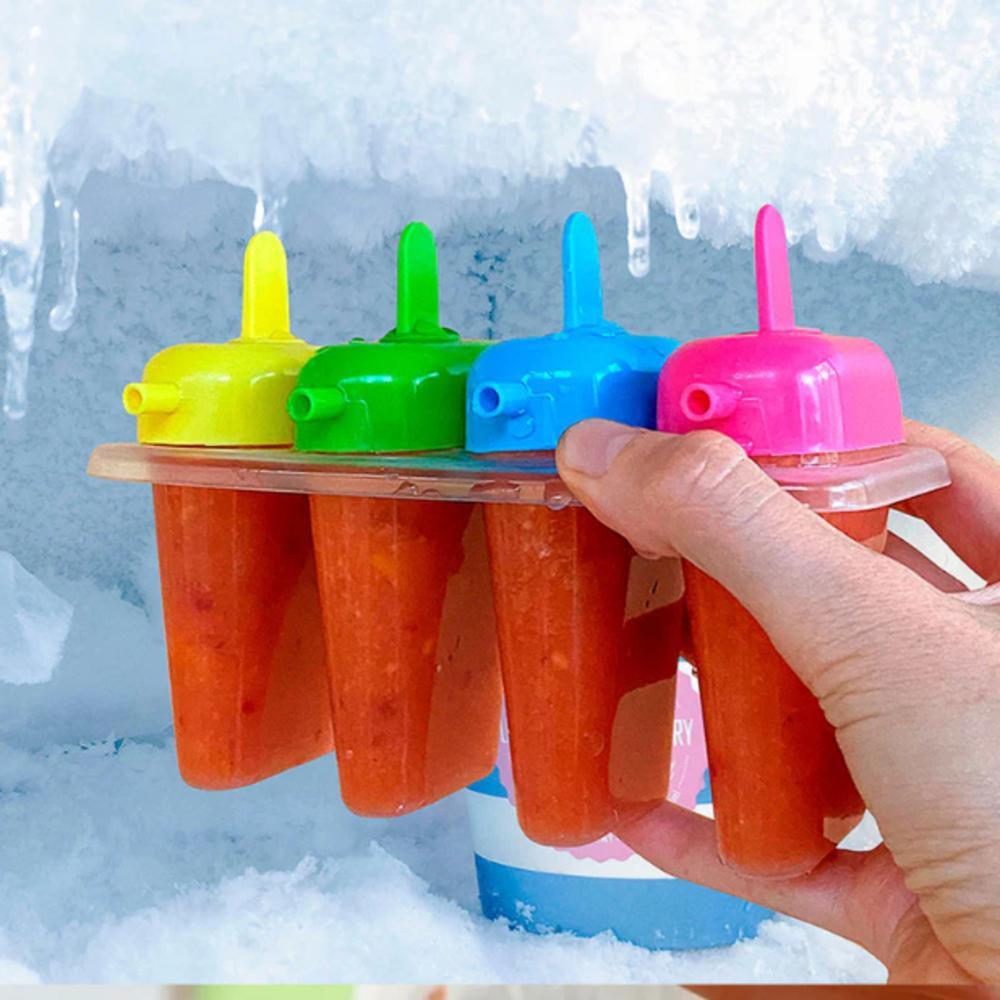 Molde Para Paletas De Hielo 4 Puestos Con Mangos De Colores img #4