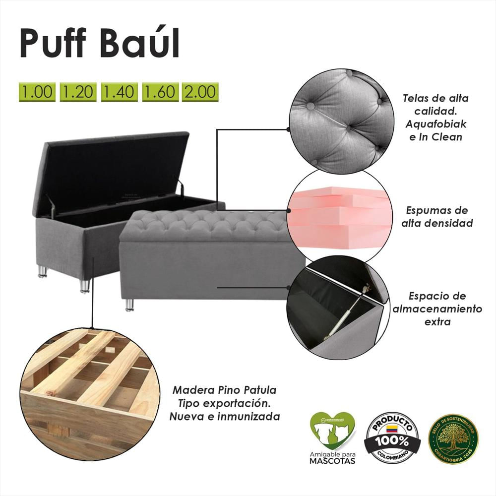 Puff Baul Doble Gris Perla img #3