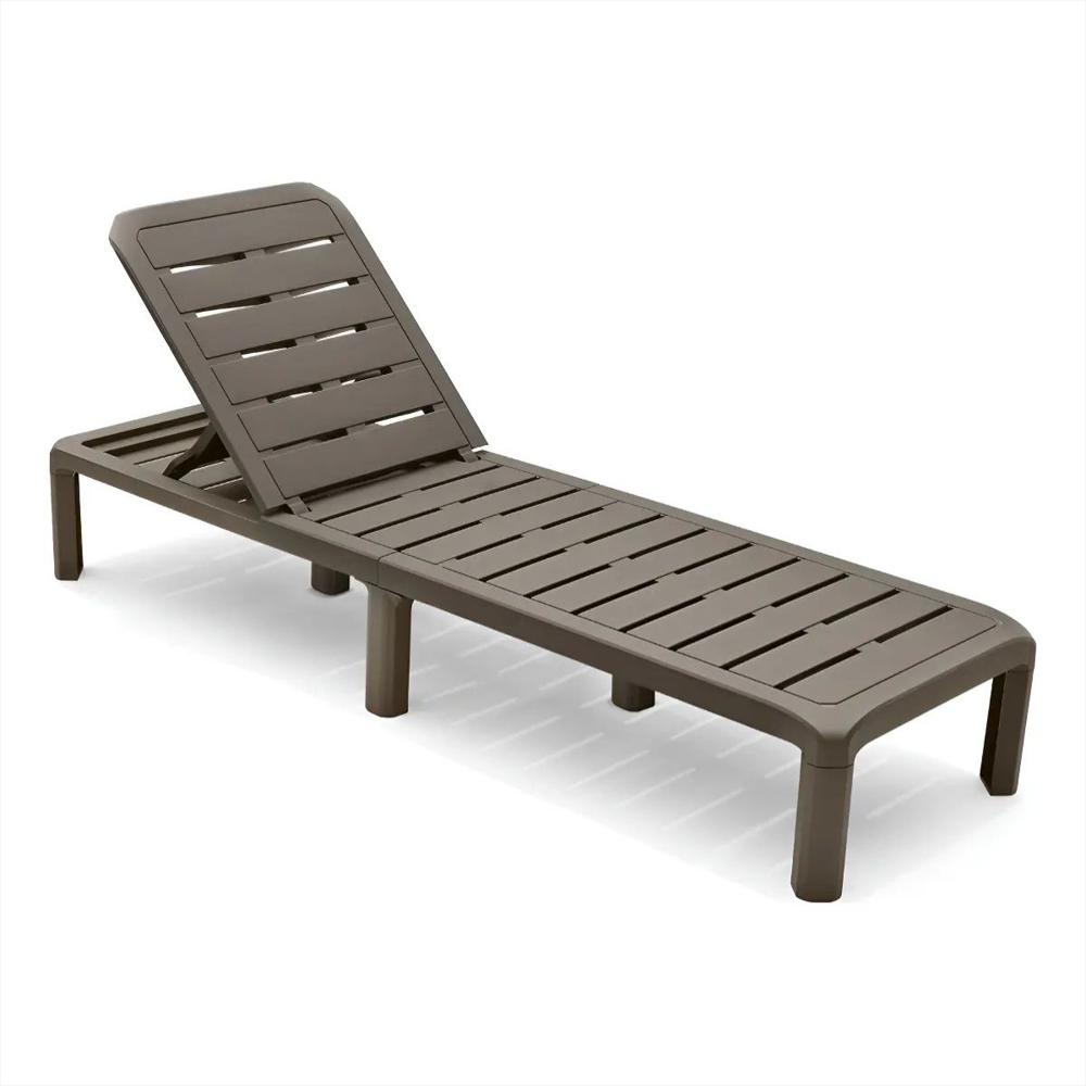 Silla Cama Asoleadora De Plastico Plegable Con 5 Posiciones Para Exterior Color Marrón Mocca img #1