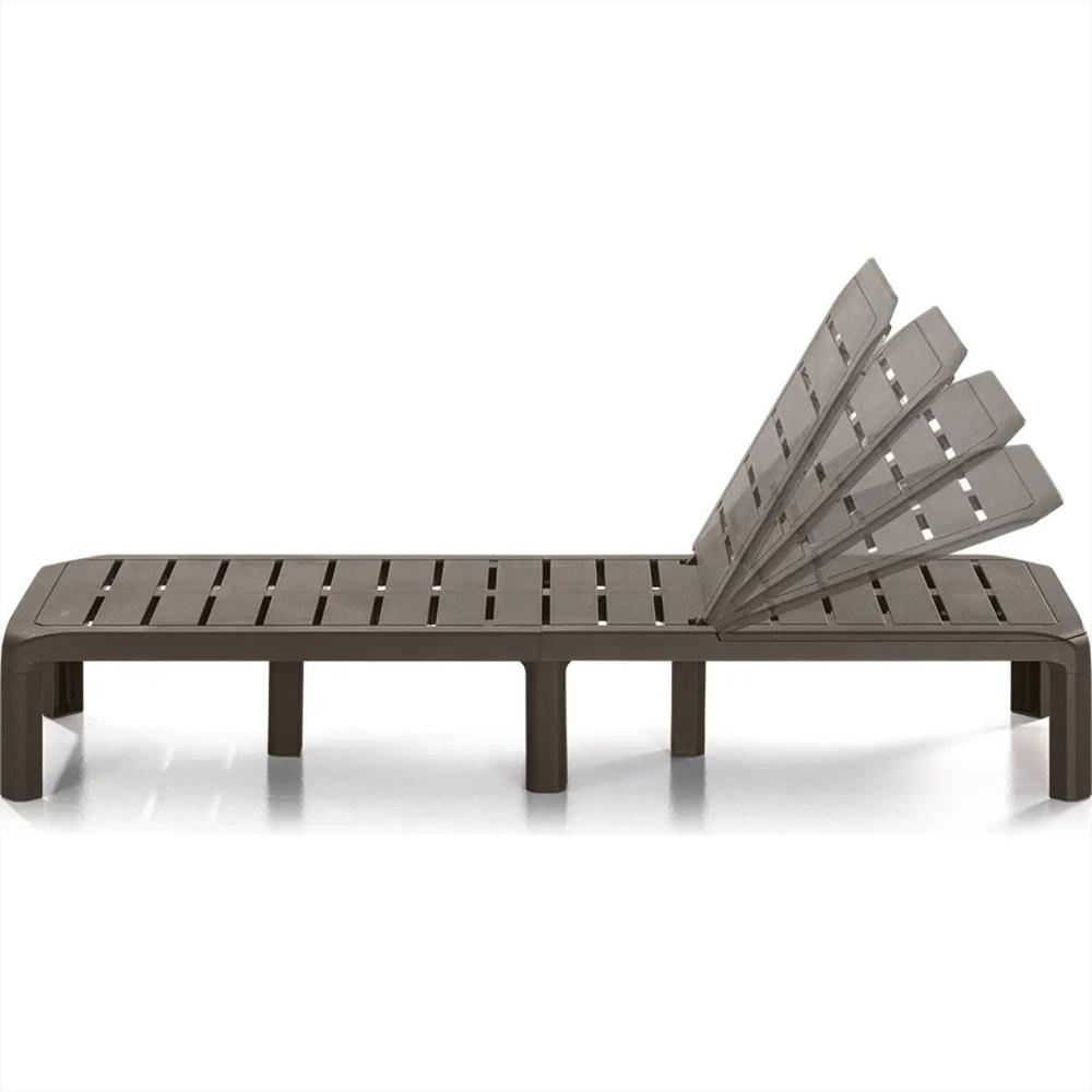 Silla Cama Asoleadora De Plastico Plegable Con 5 Posiciones Para Exterior Color Marrón Mocca img #3