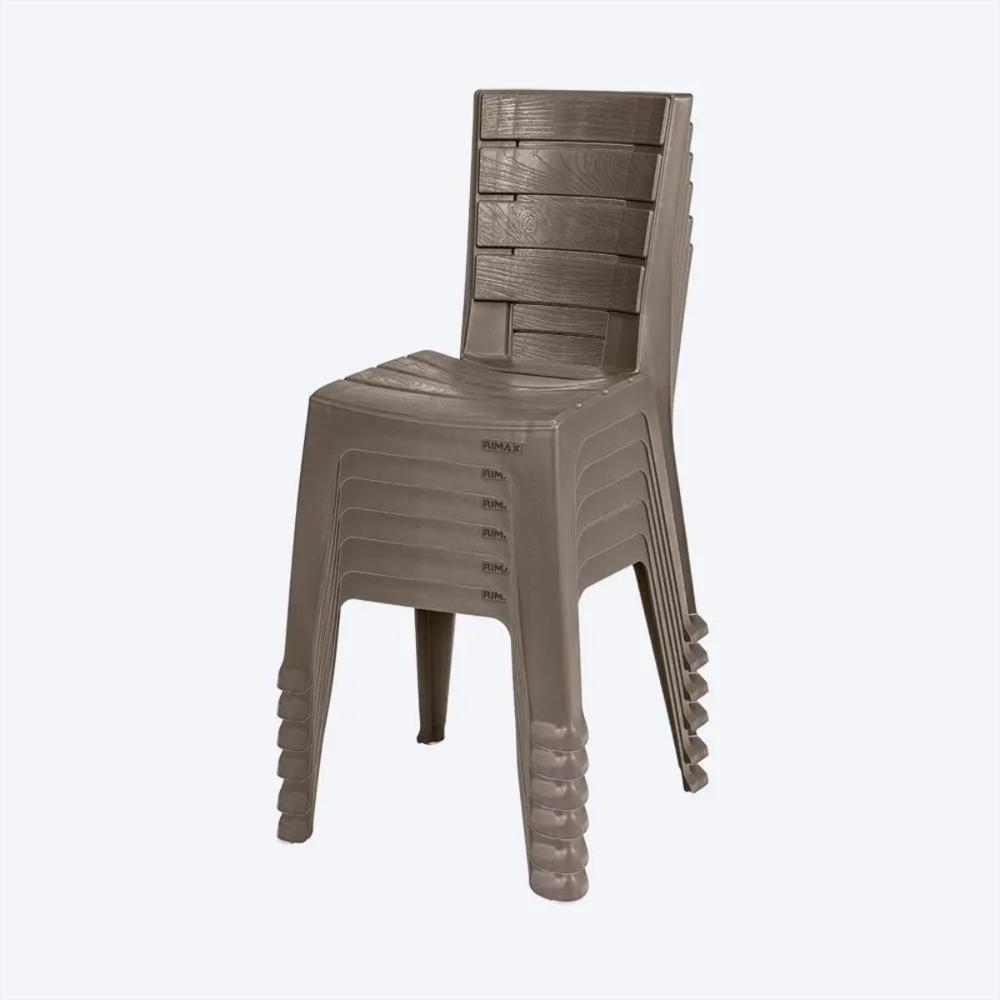 Silla Plástica Sin Brazos Apilable Para Interior Exterior Color Mocca X 6 Unidades img #1