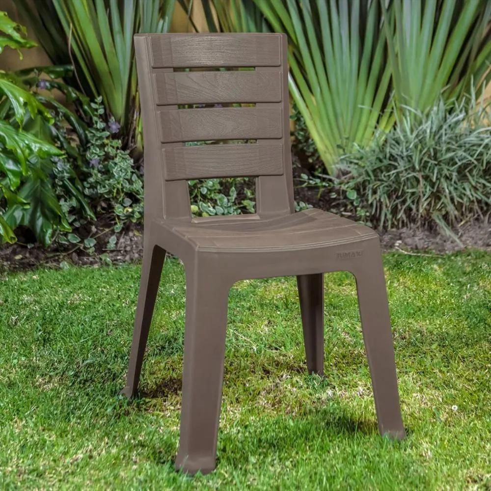 Silla Plástica Sin Brazos Apilable Para Interior Exterior Color Mocca X 6 Unidades img #4