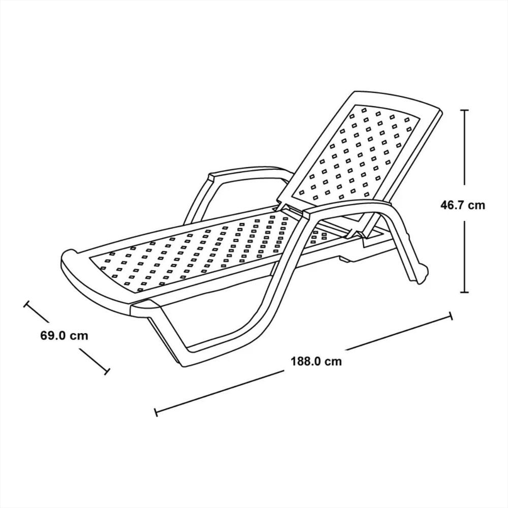 Silla Cama Asoleadora De Plástico Plegable Con 3 Posiciones Y Apoyabrazos Color Blanco img #3
