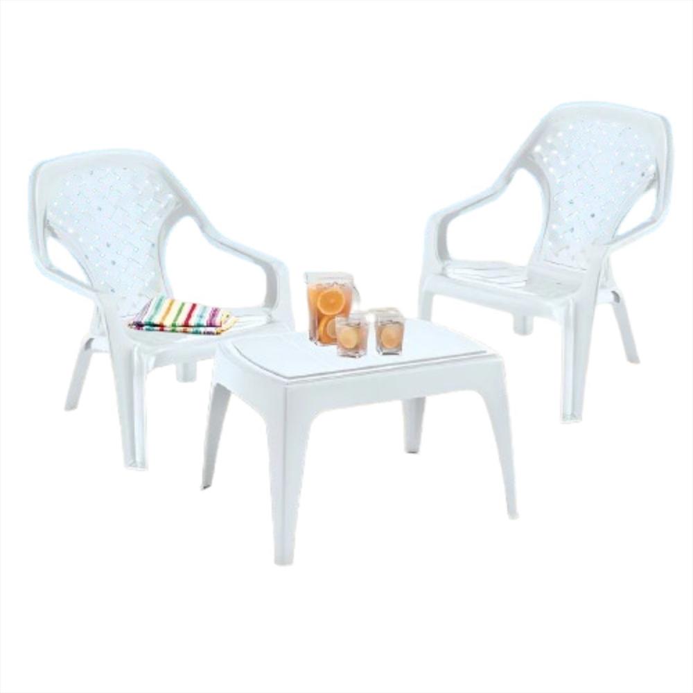 Combo Playero 2 Sillas Playeras Mas 1 Mesa De Centro En Plastico Color Blanco img #1