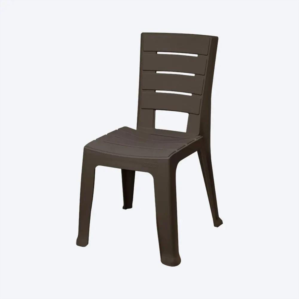 Silla Plástica Sin Brazos Apilable Para Interior Exterior X 4 Unidades Color Wengue img #1