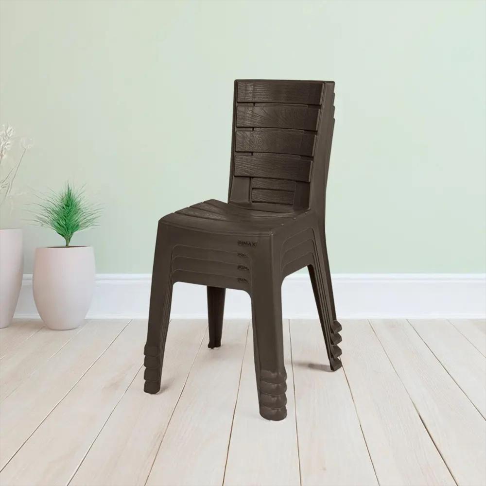 Silla Plástica Sin Brazos Apilable Para Interior Exterior X 4 Unidades Color Wengue img #3
