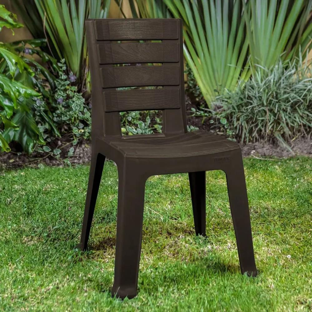 Silla Plástica Sin Brazos Apilable Para Interior Exterior X 4 Unidades Color Wengue img #4
