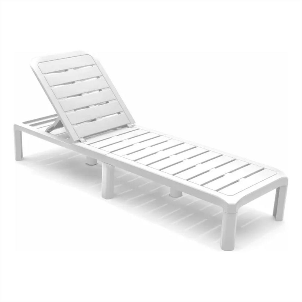Silla Cama Asoleadora De Plastico Plegable Con 5 Posiciones Para Exterior Color Blanco img #1