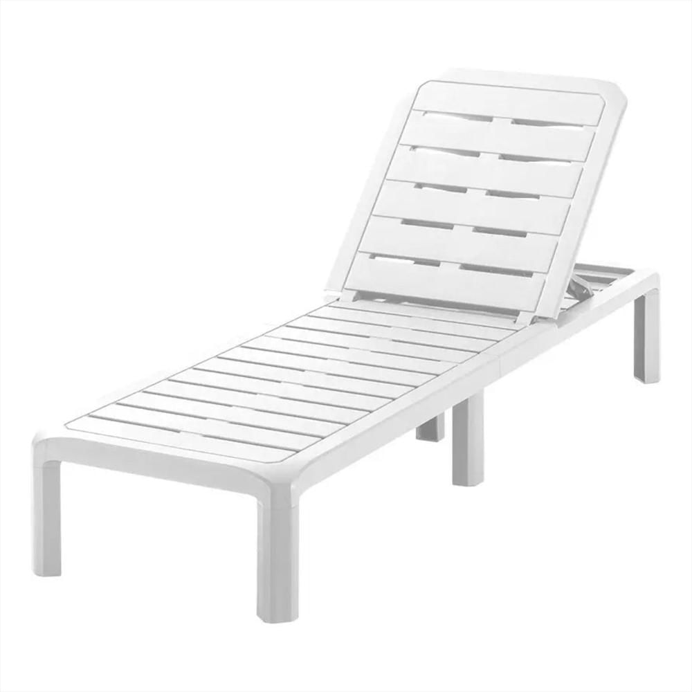 Silla Cama Asoleadora De Plastico Plegable Con 5 Posiciones Para Exterior Color Blanco img #2