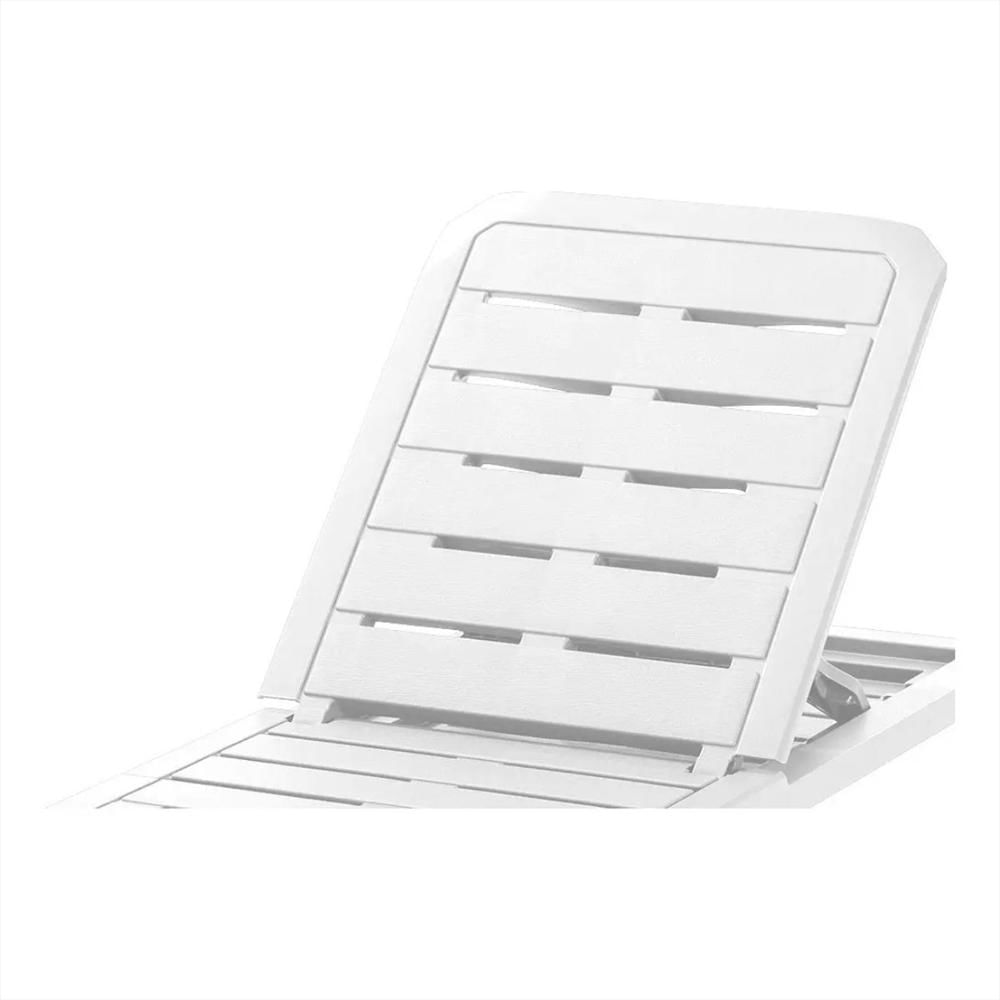 Silla Cama Asoleadora De Plastico Plegable Con 5 Posiciones Para Exterior Color Blanco img #3