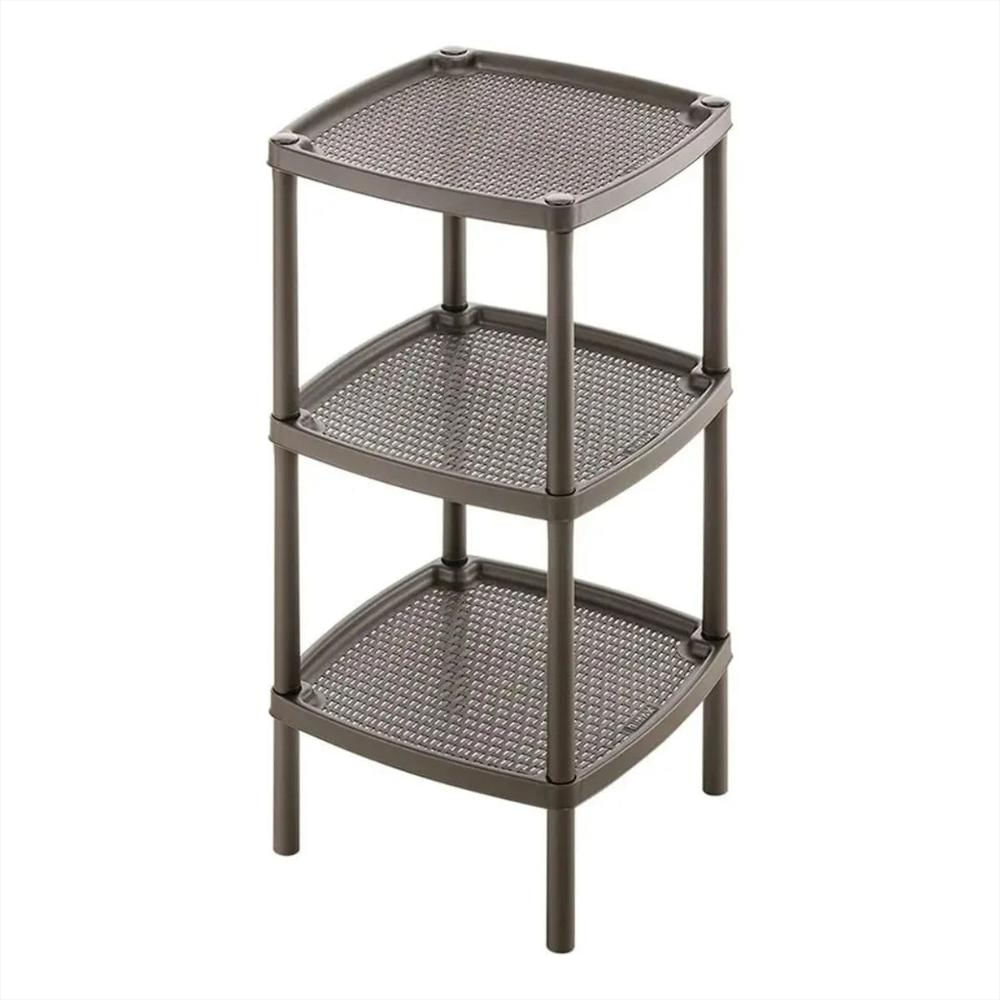 Mesa Estante Con Repisa Multiusos 3 Niveles Cuadrada En Plastico Color Mocca img #1