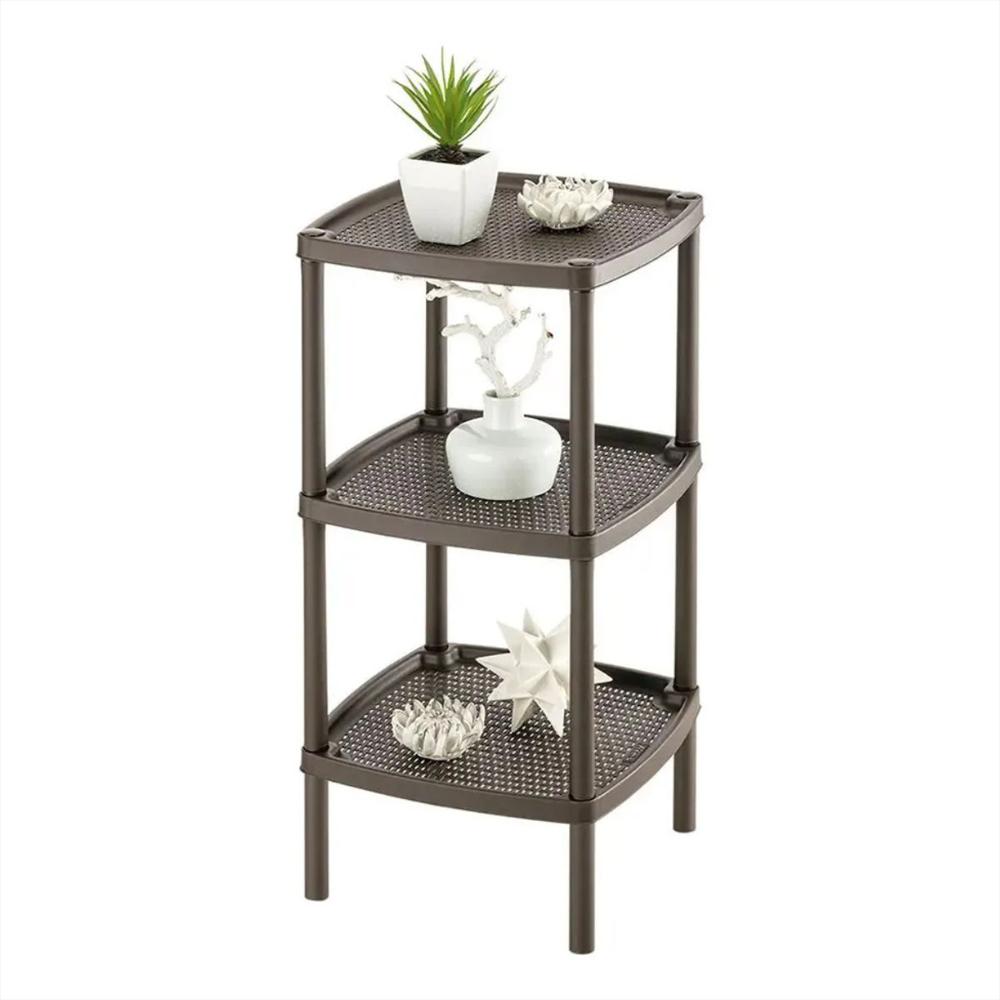 Mesa Estante Con Repisa Multiusos 3 Niveles Cuadrada En Plastico Color Mocca img #2