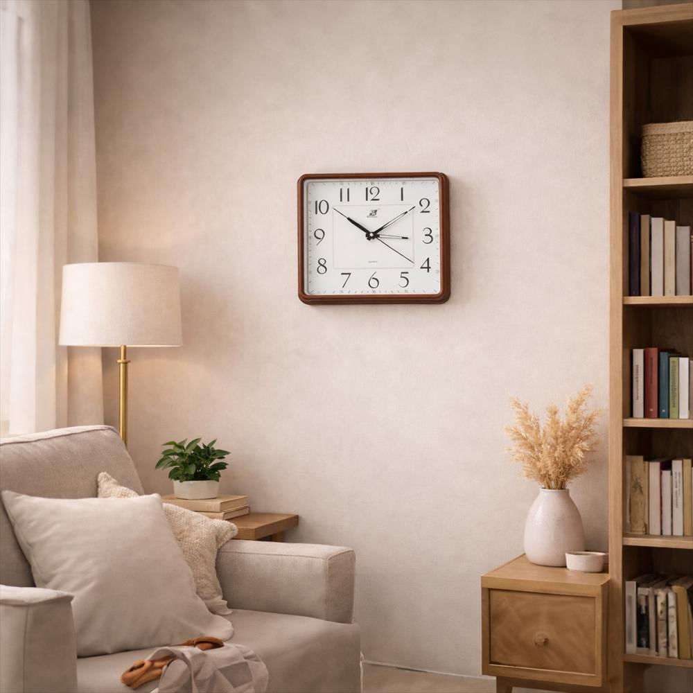 Reloj De Pared Cuadrado Clasico Ja230280 Café/Blanco img #2