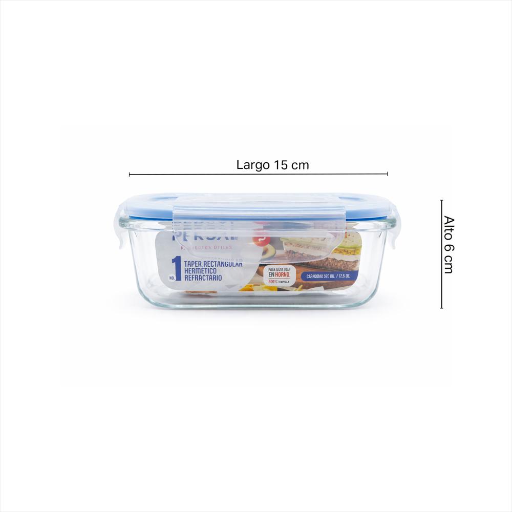 Taper Rectangular Hermético Refractario 370Ml 41397 Azul img #3