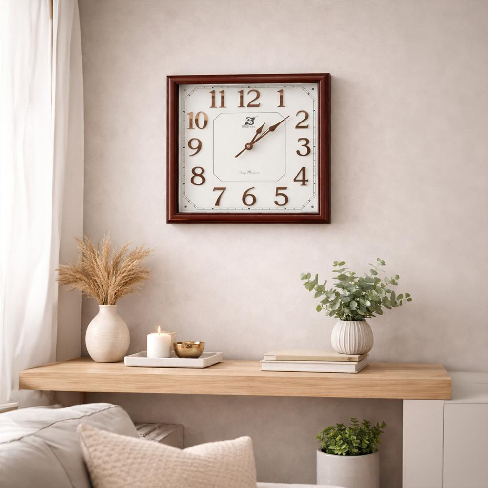 Reloj De Pared Cuadrado Analogo Ja230282 Café/Blanco img #2