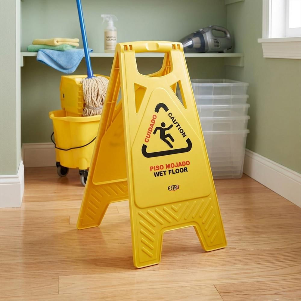 Señal De Prevención Piso Mojado Ecológico 1046483 Amarillo img #2