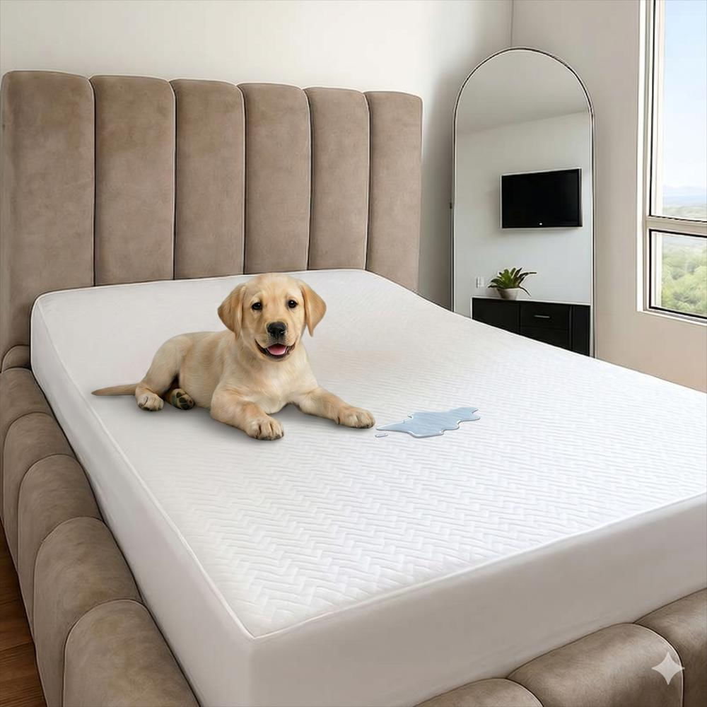Protector De Colchón Sencillo Blanco Impermeable Acolchado Antiácaros Ajustable img #2