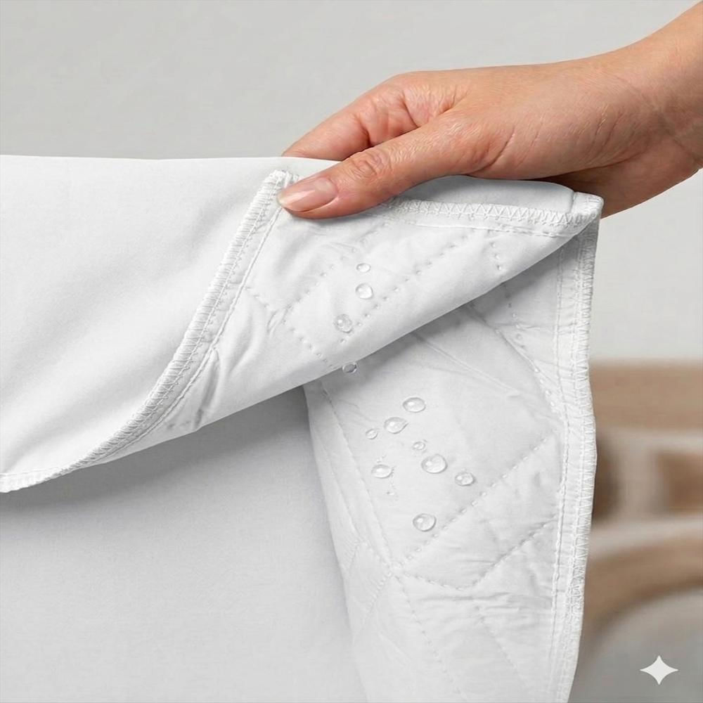 Protector De Colchón Sencillo Blanco Impermeable Acolchado Antiácaros Ajustable img #3