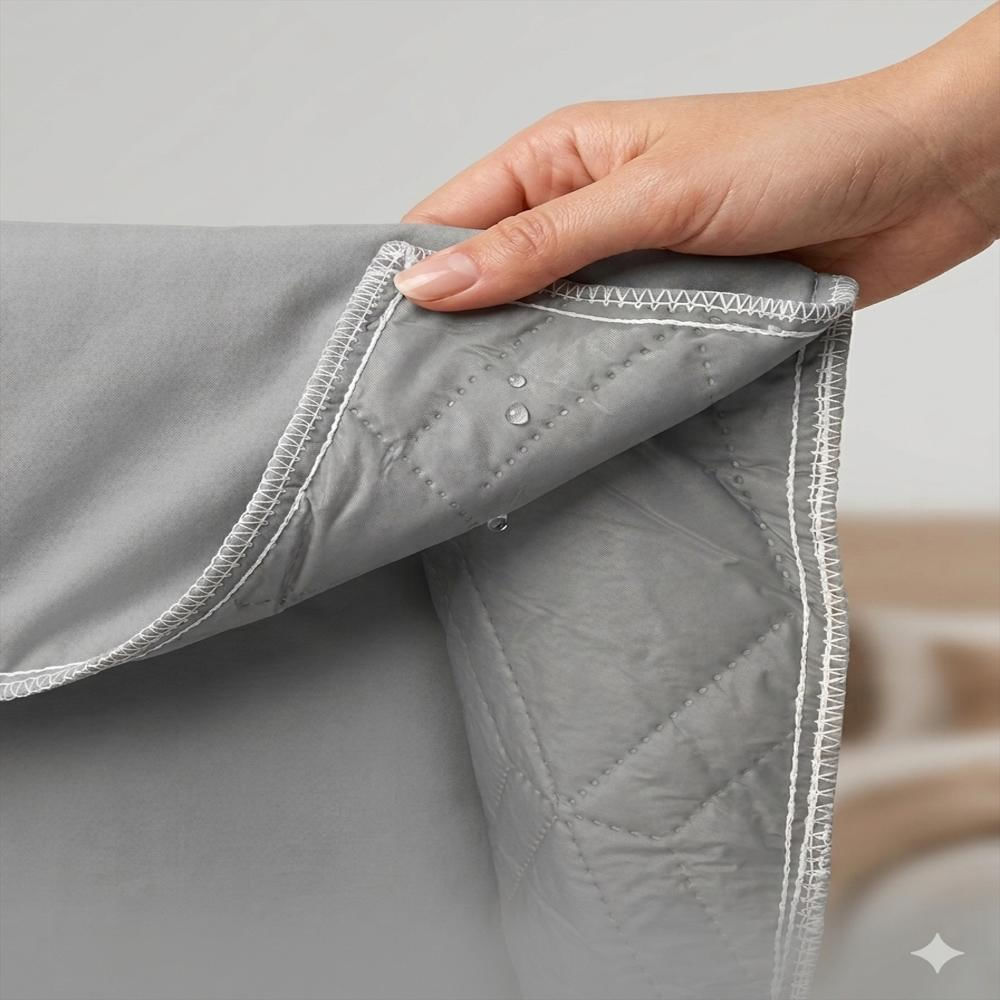 Protector De Colchón Doble Gris Plata Impermeable Acolchado Antiácaros Ajustable img #3