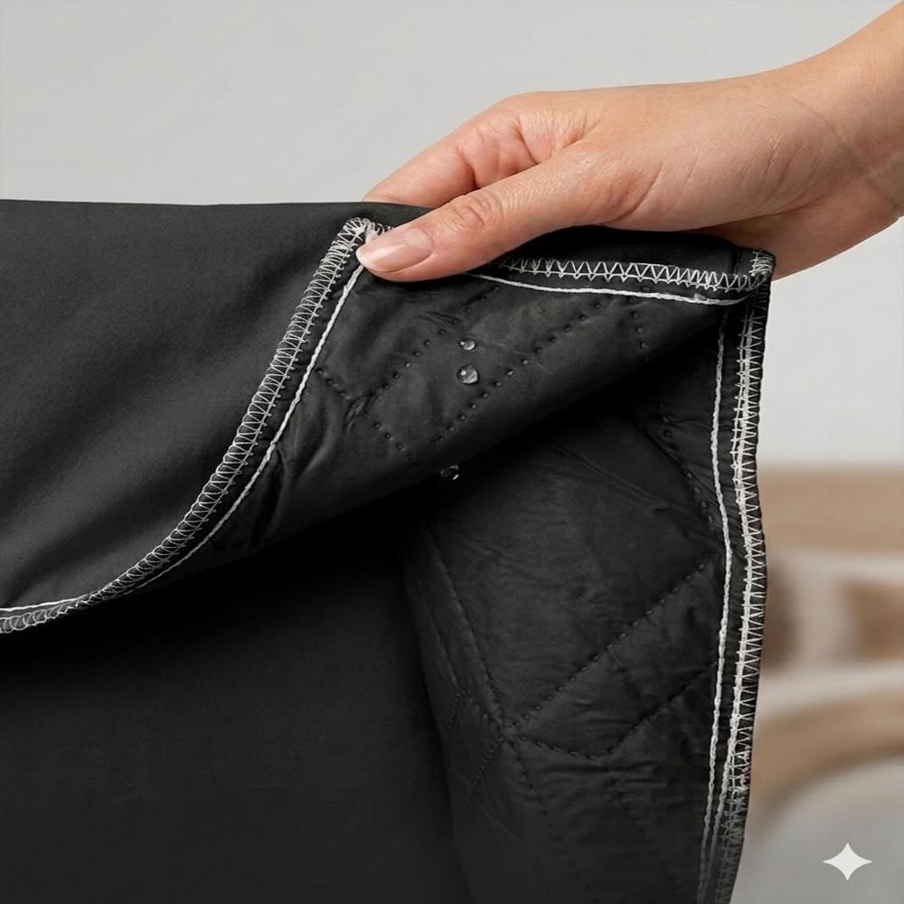 Protector De Colchón Semidoble Negro Impermeable Acolchado Antiácaros Ajustable img #3
