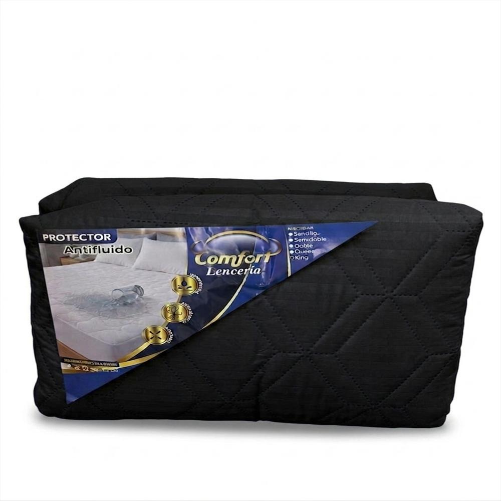 Protector De Colchón Semidoble Negro Impermeable Acolchado Antiácaros Ajustable img #4