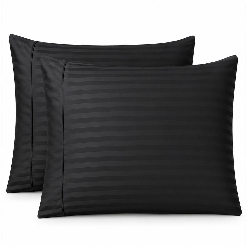 Fundas De Almohada Negras Premium 55X75 Cm Con Embone img #1